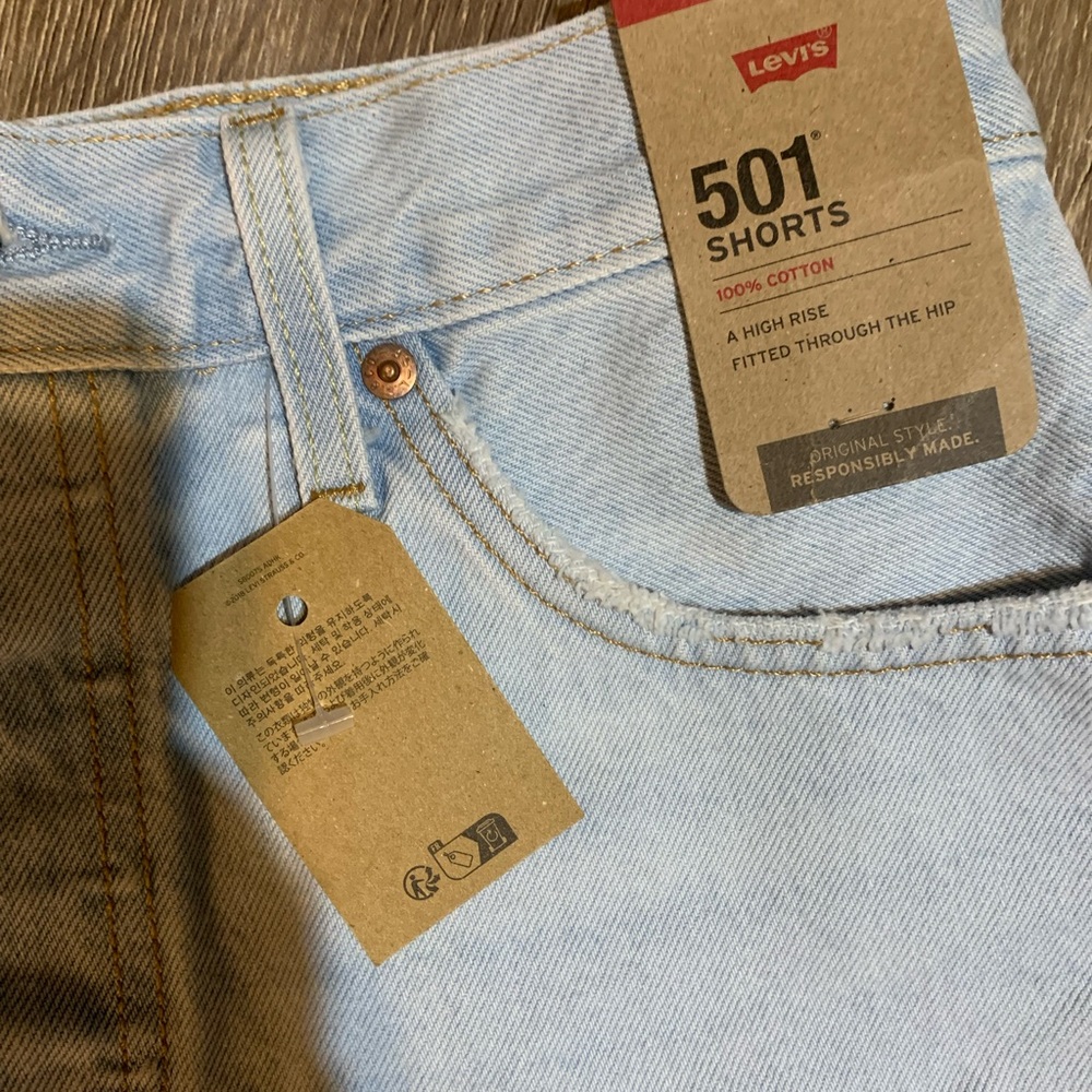Levi's  High-Rise 501 Original Button-Fly Shorts in Micro Vibes Size 29 NWT - Picture 8 of 9